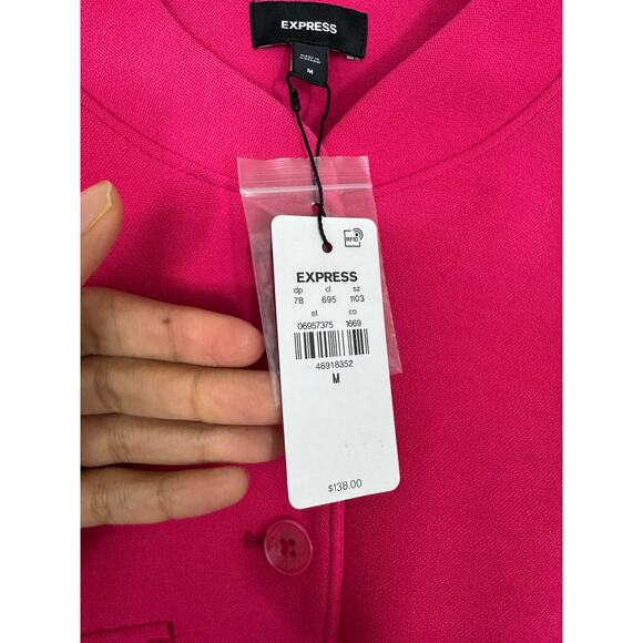 Express Women’s Hot Pink Cropped Utility Jacket Size M NWT $138 - Picture 6 of 9